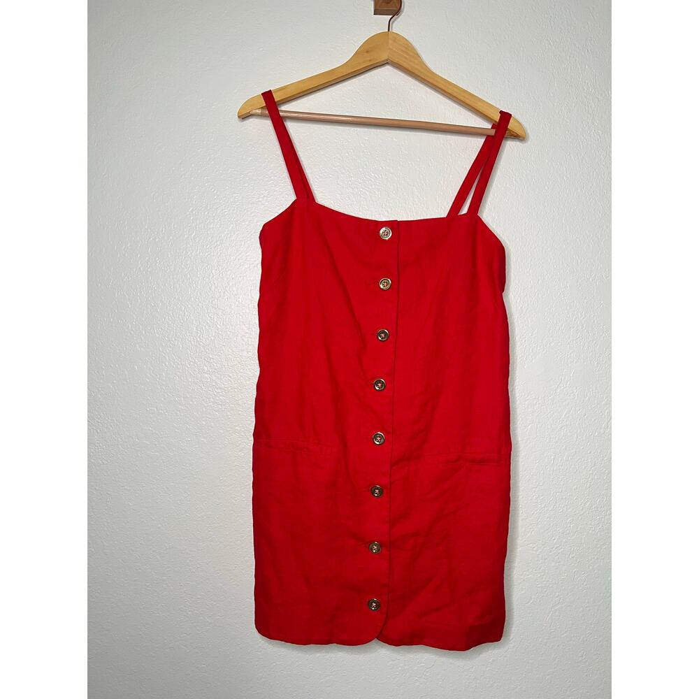 J. Crew Red Button-Front Mini Dress